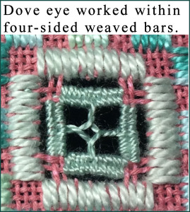 Dove eye four-sided weaved bar